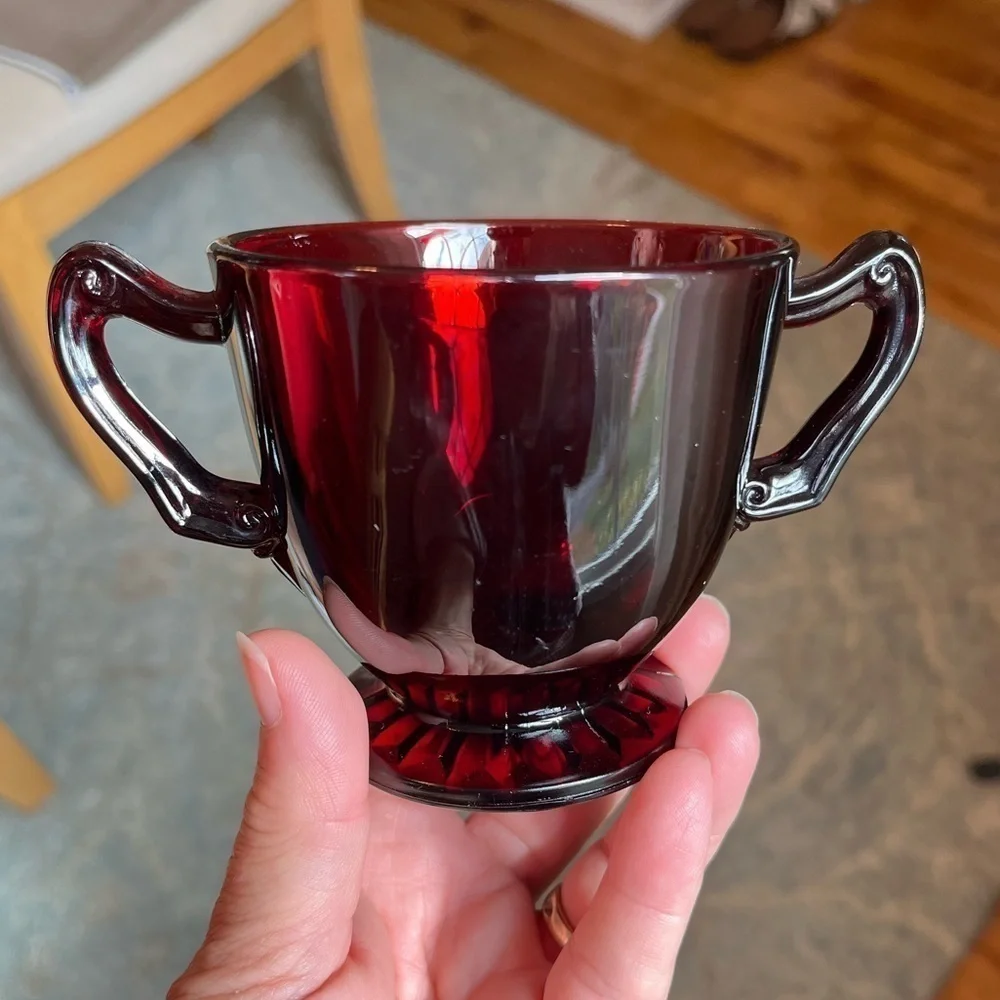 Vintage Anchor Hocking Royql Ruby Red Open Sugar Dish